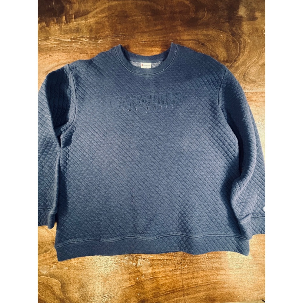 Champion Carolina Tar Heels Quilted Crewneck Sweatshirt Navy Blue XL UNC NCAA